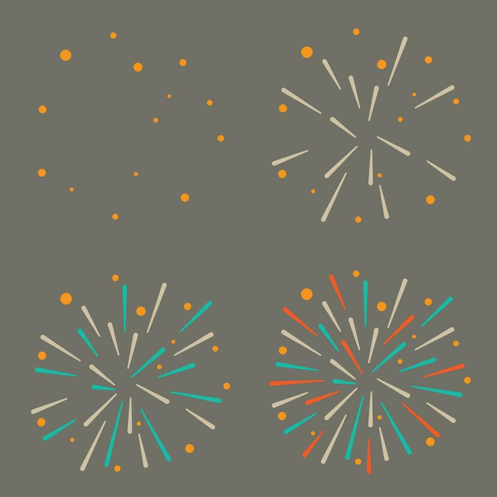 gratis vector dibujos animados fuegos artificiales explosiones concepto