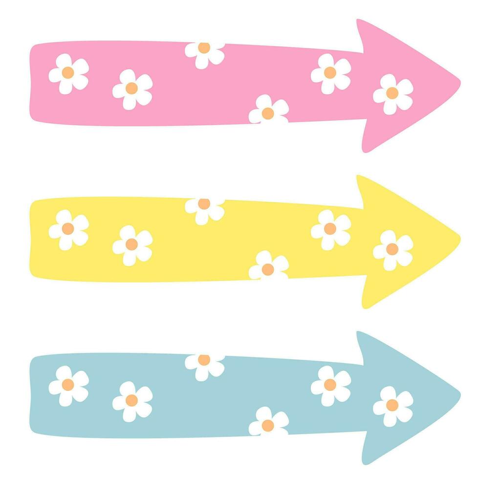 three colorful arrows with flowers on them vector