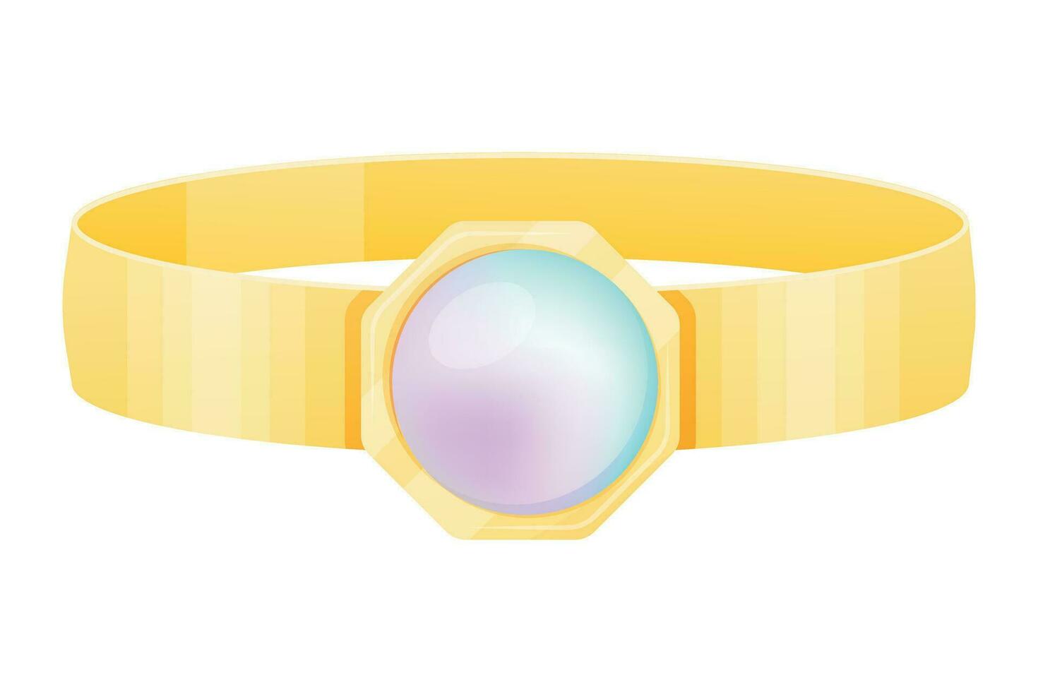 Gold engagement ring with a sparkling pearl gemstone. Vector isolated female cartoon jewelry.