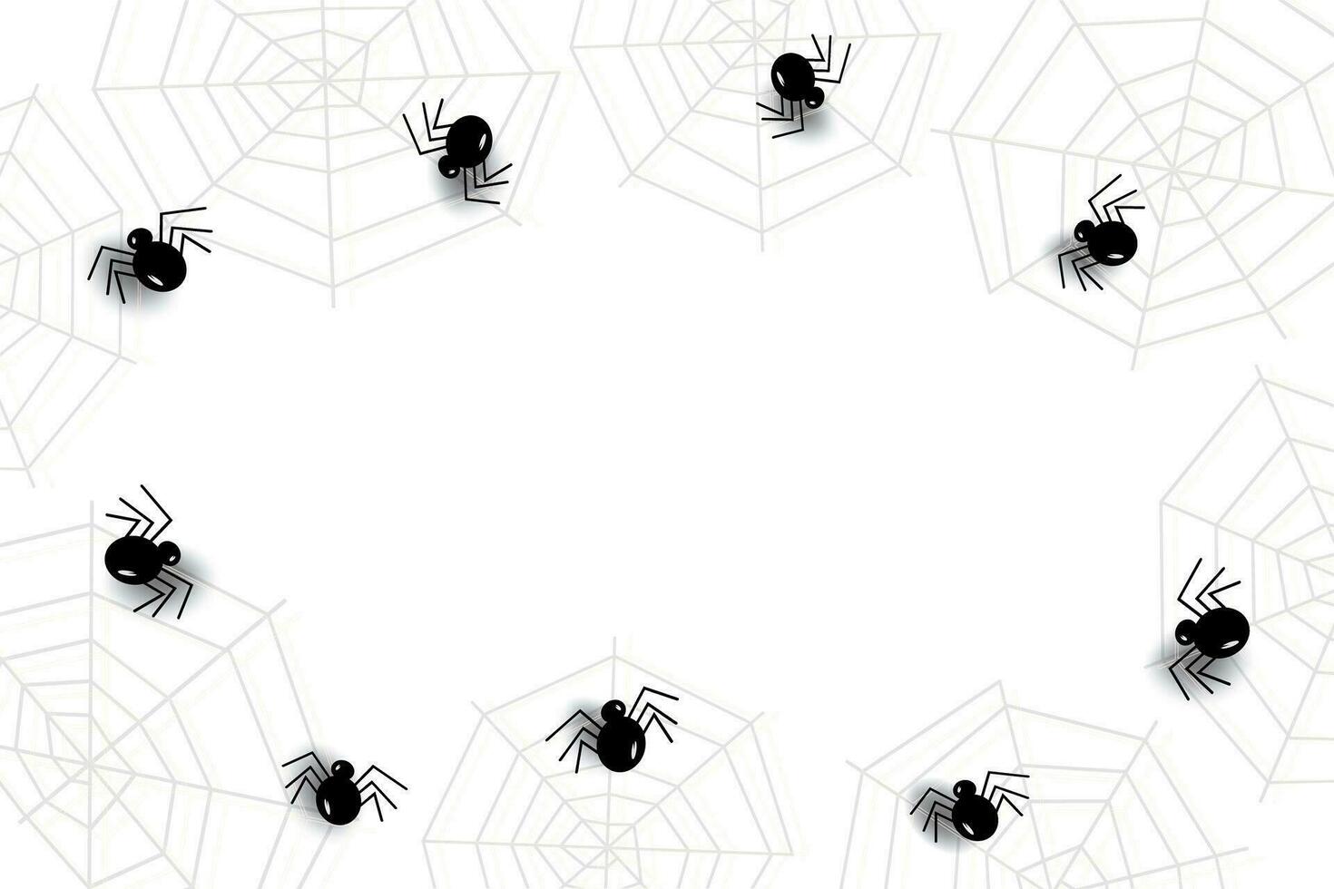 Abstract frame for Halloween with cobwebs, spiders and copy space in trendy Halloween shades. Vector