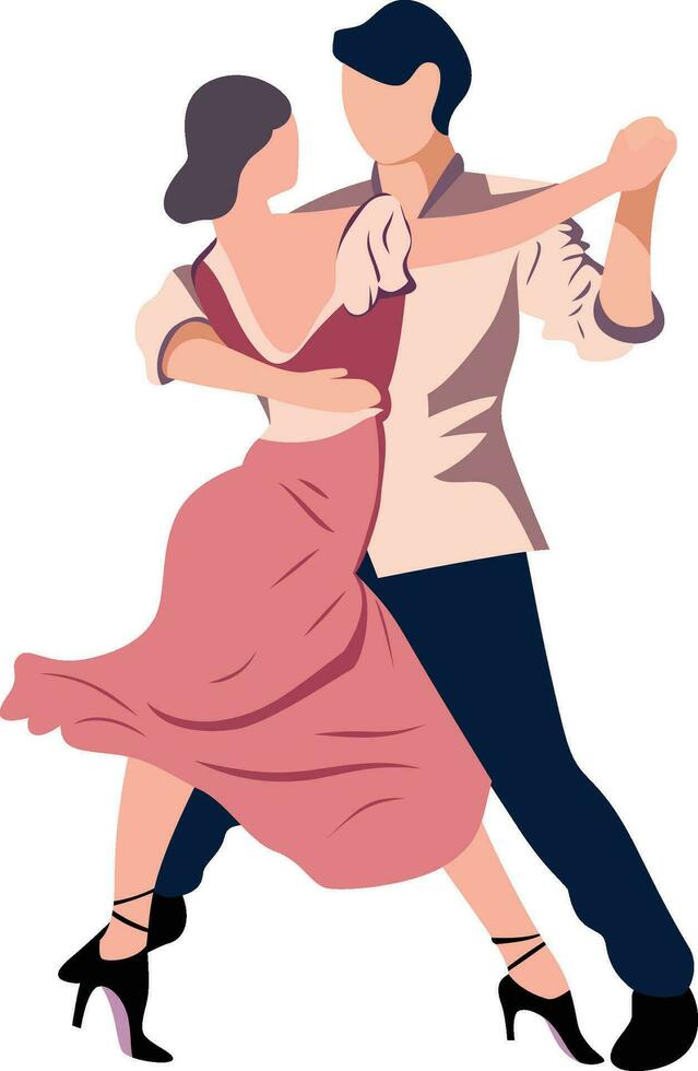 Bachata Latin Dancing couple flat style vector illustration , Salsa ,Merengue , Mambo , Kizomba , Zouk Social Dancing couple vector image