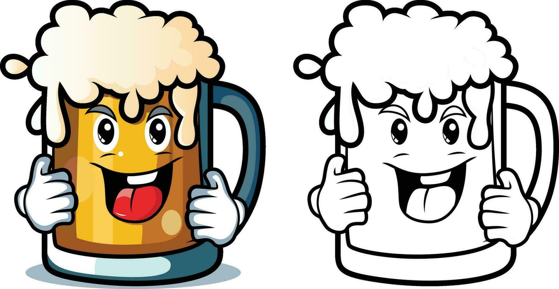 Cartoon  Beer Mug with thumbs up and foam on top, mascot character vector illustration , Happy Beer mug with cartoon clip art stock vector image