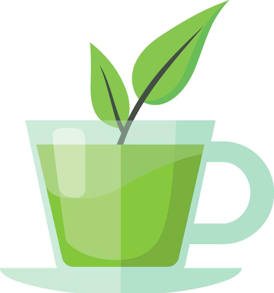 Green tea flat style vector illustration, Cup of Green icon , healthy drink with leaves flat style stock vector image