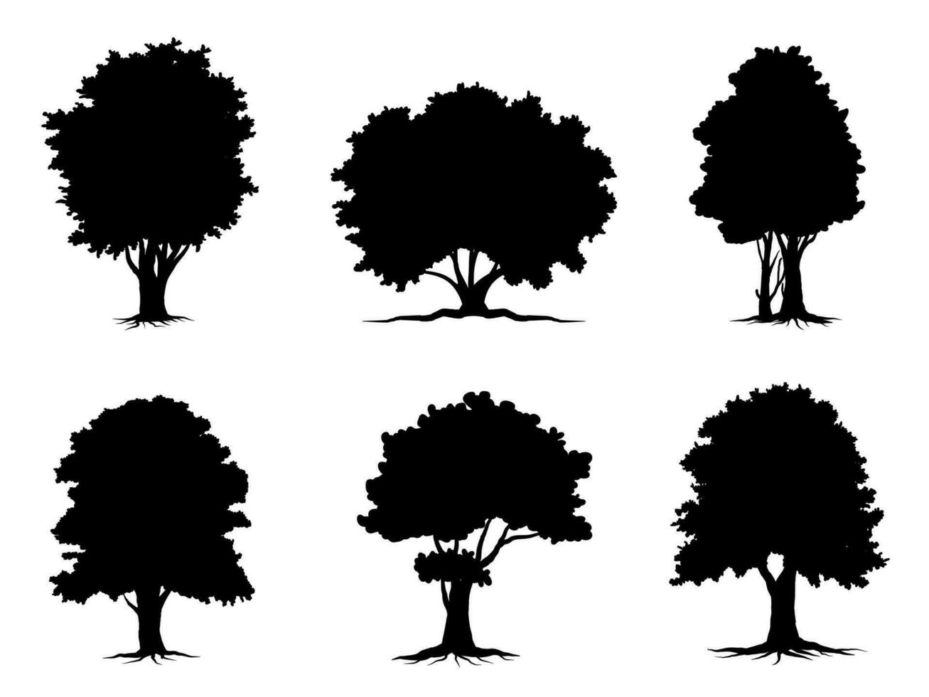 collection isolated tree Symbol silhouette style on white background. Can be used for your work. vector