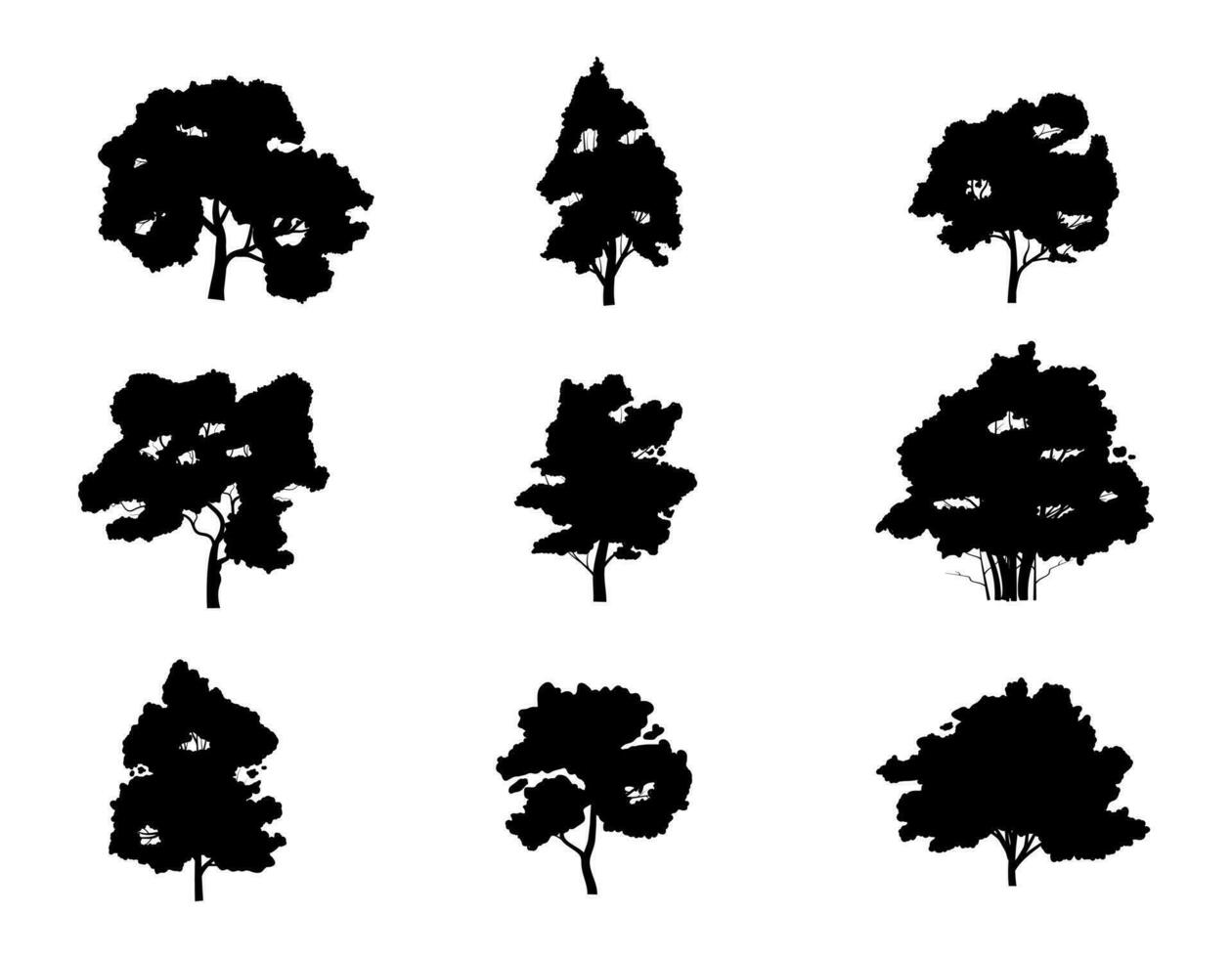 collection isolated tree Symbol silhouette style on white background. Can be used for your work. vector
