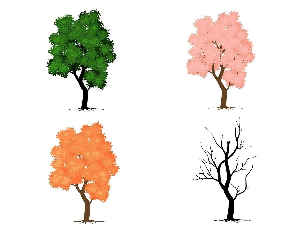 four season tree Symbol style. Can be used for your work. tree four season concept. vector