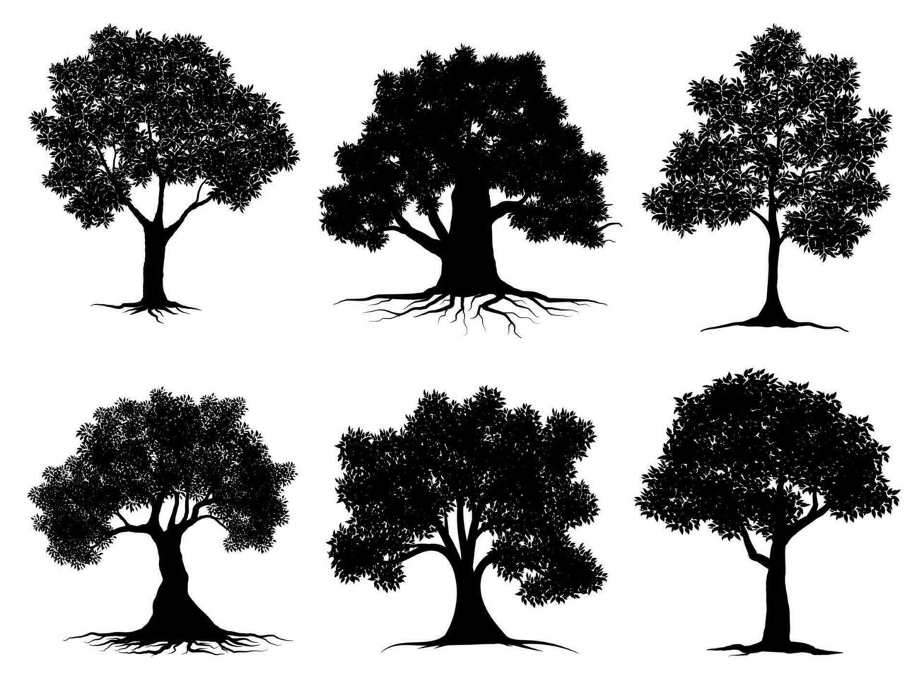 collection isolated tree Symbol silhouette style on white background. Can be used for your work. vector