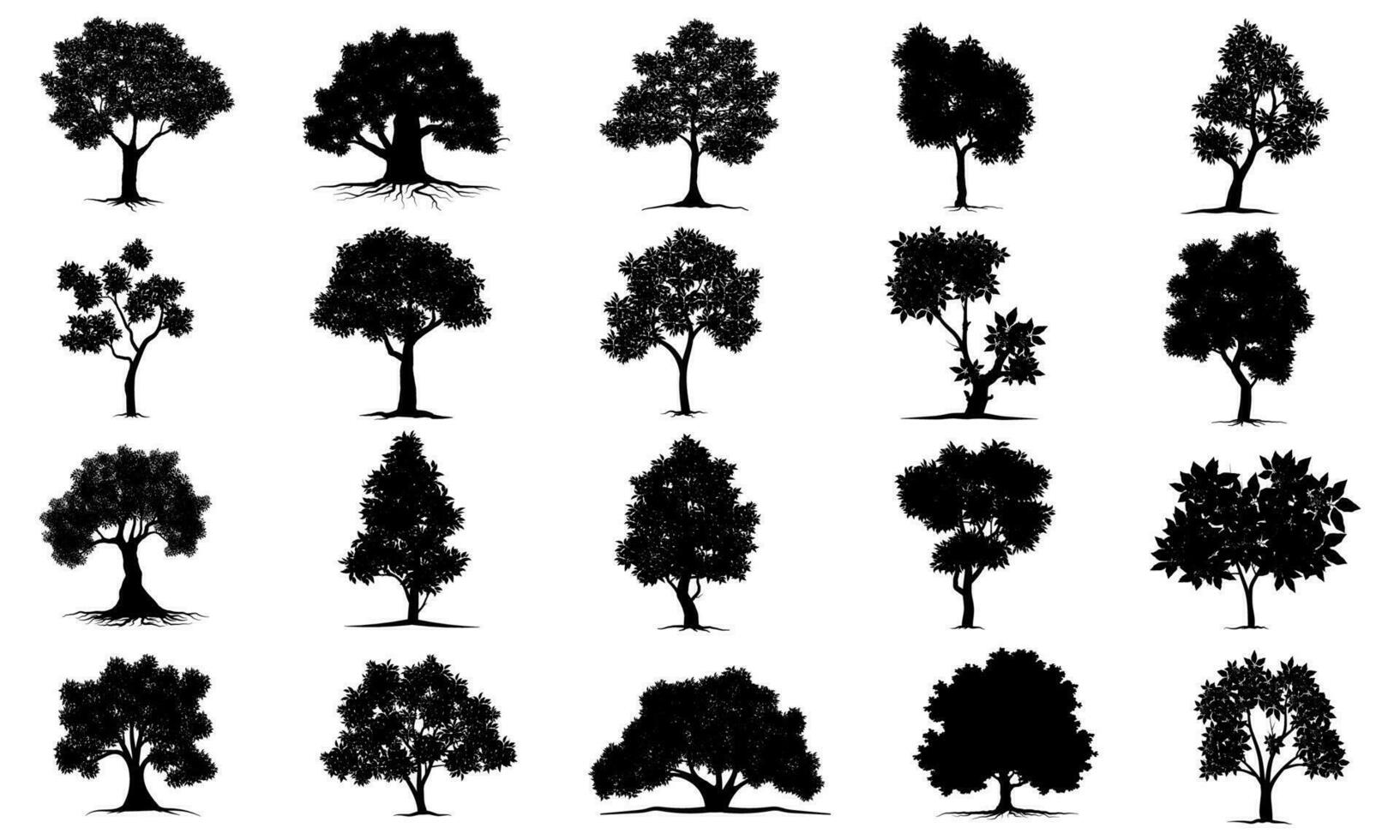 colección aislado árbol símbolo silueta estilo en blanco antecedentes. lata ser usado para tu trabajar. vector