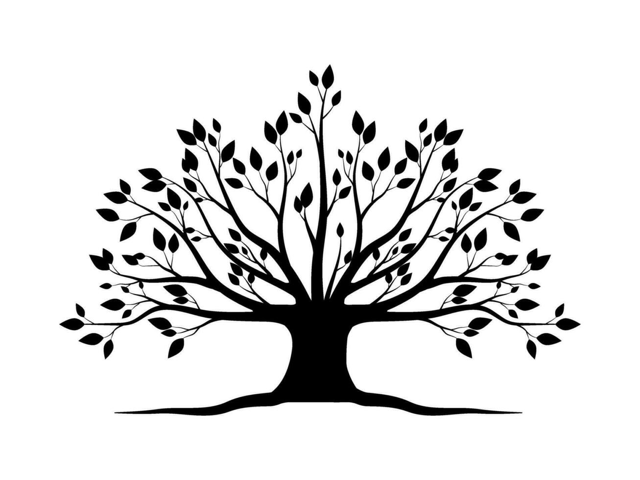 Black Branch Tree or Naked trees silhouettes. Hand drawn isolated illustrations. vector