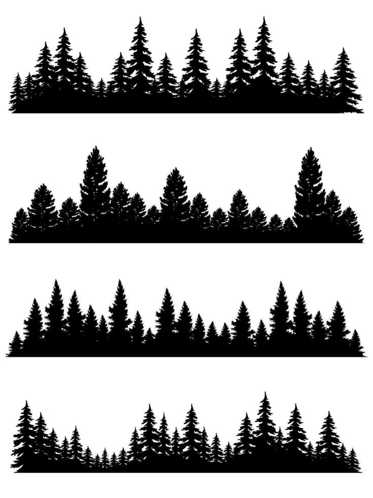 collection isolated tree Symbol silhouette style on white background. Can be used for your work. vector