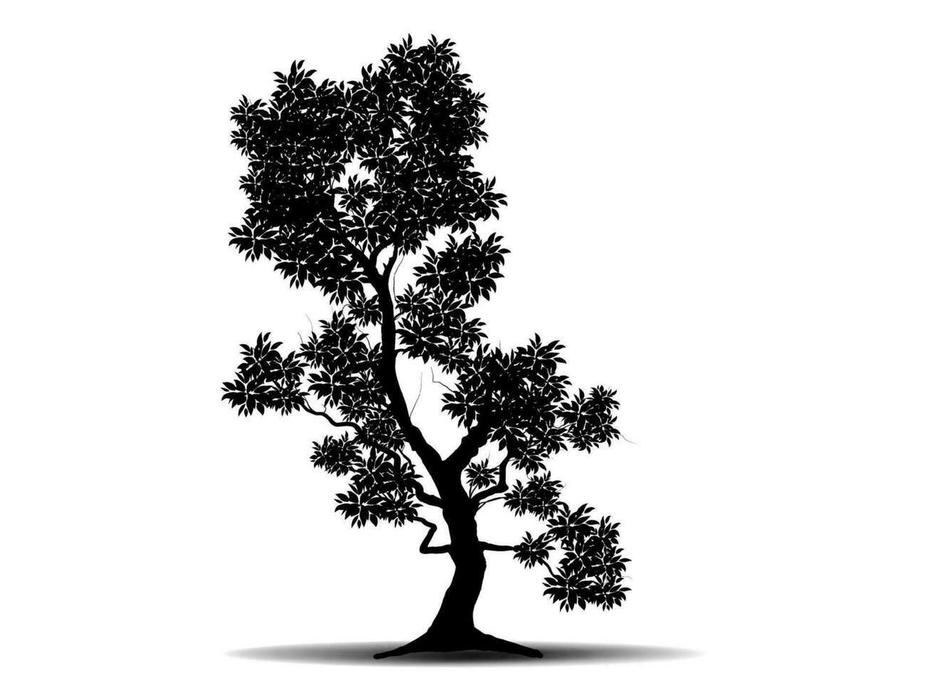 Black Branch Tree or Naked trees silhouettes. Hand drawn isolated illustrations. vector