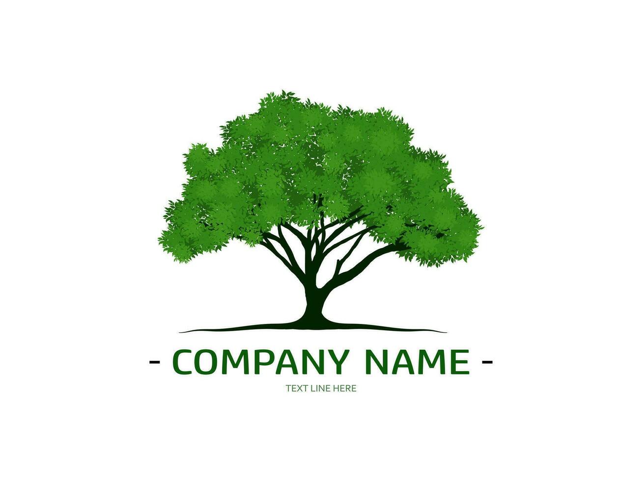 Trees and root with green leaves look beautiful and refreshing. Tree and roots LOGO style. vector