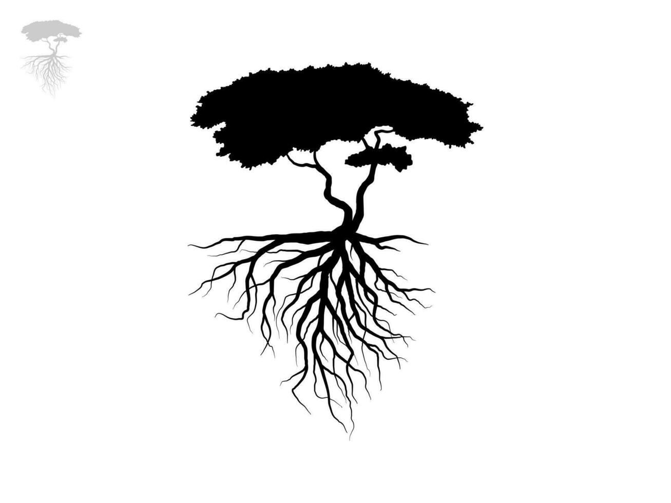 Black Branch Tree or Naked trees silhouettes. Hand drawn isolated illustrations. vector