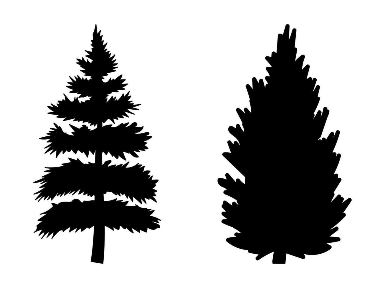 Black Branch Tree or Naked trees silhouettes. Hand drawn isolated illustrations. vector