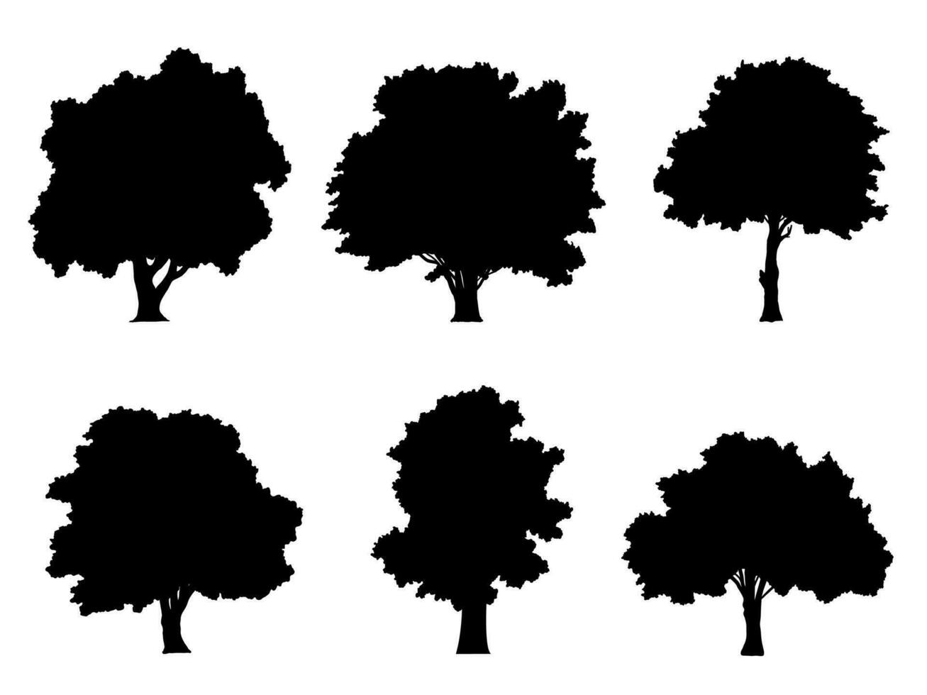 Black Branch Tree or Naked trees silhouettes. Hand drawn isolated illustrations. vector