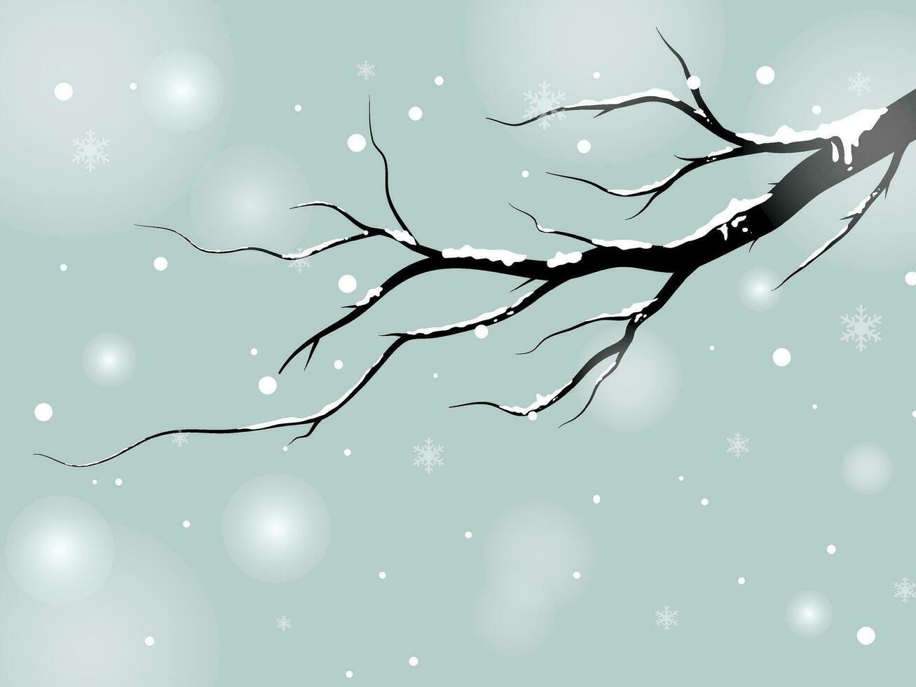 Black Branch tree forest background and snowing for winter season concept and welcome to Christmas season. Hand drawn isolated illustrations. vector