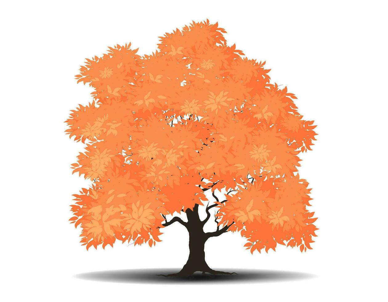 Autumn big tree. Autumn dry leave and nature branch plant vector illustration.