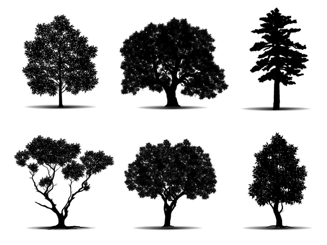 colección aislado árbol símbolo silueta estilo en blanco antecedentes. lata ser usado para tu trabajar. vector