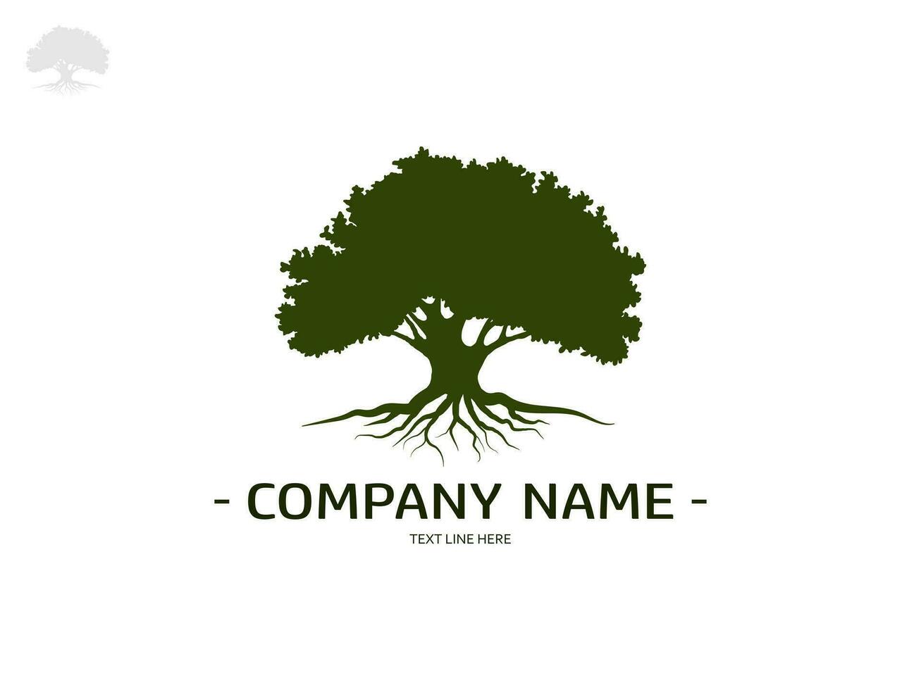 Trees and root with green leaves look beautiful and refreshing. Tree and roots LOGO style. vector