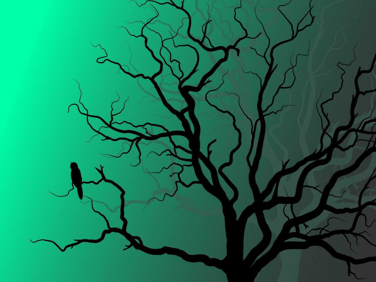 Black Branch Tree or Naked trees silhouettes. Hand drawn isolated illustrations. vector