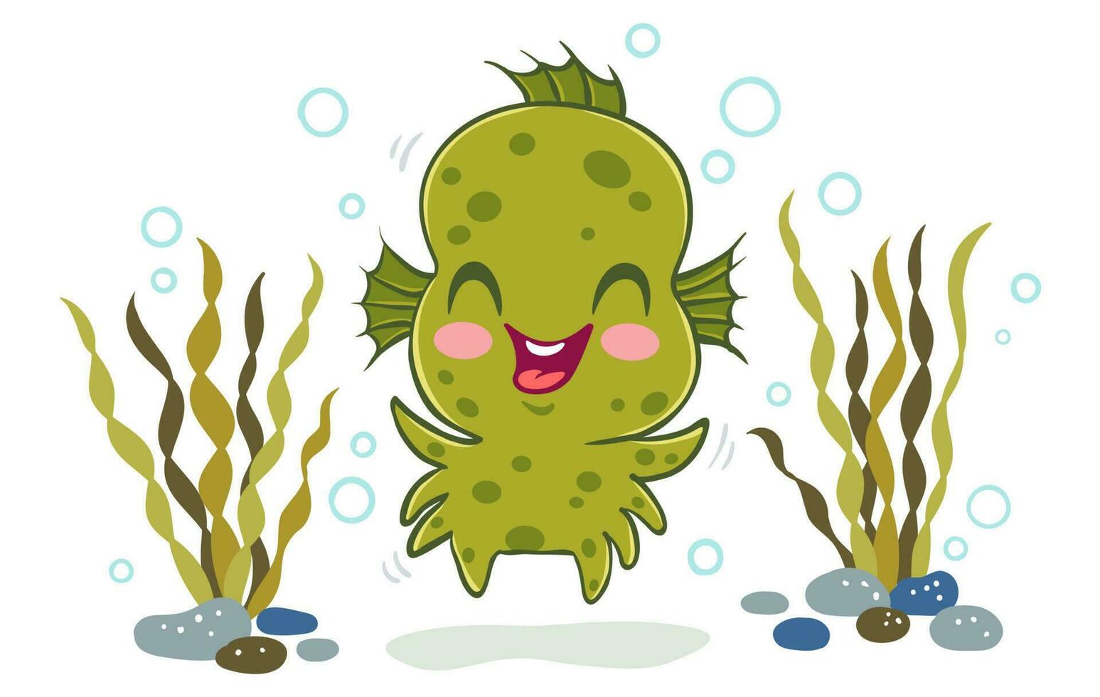 water monster in kawaii style vector