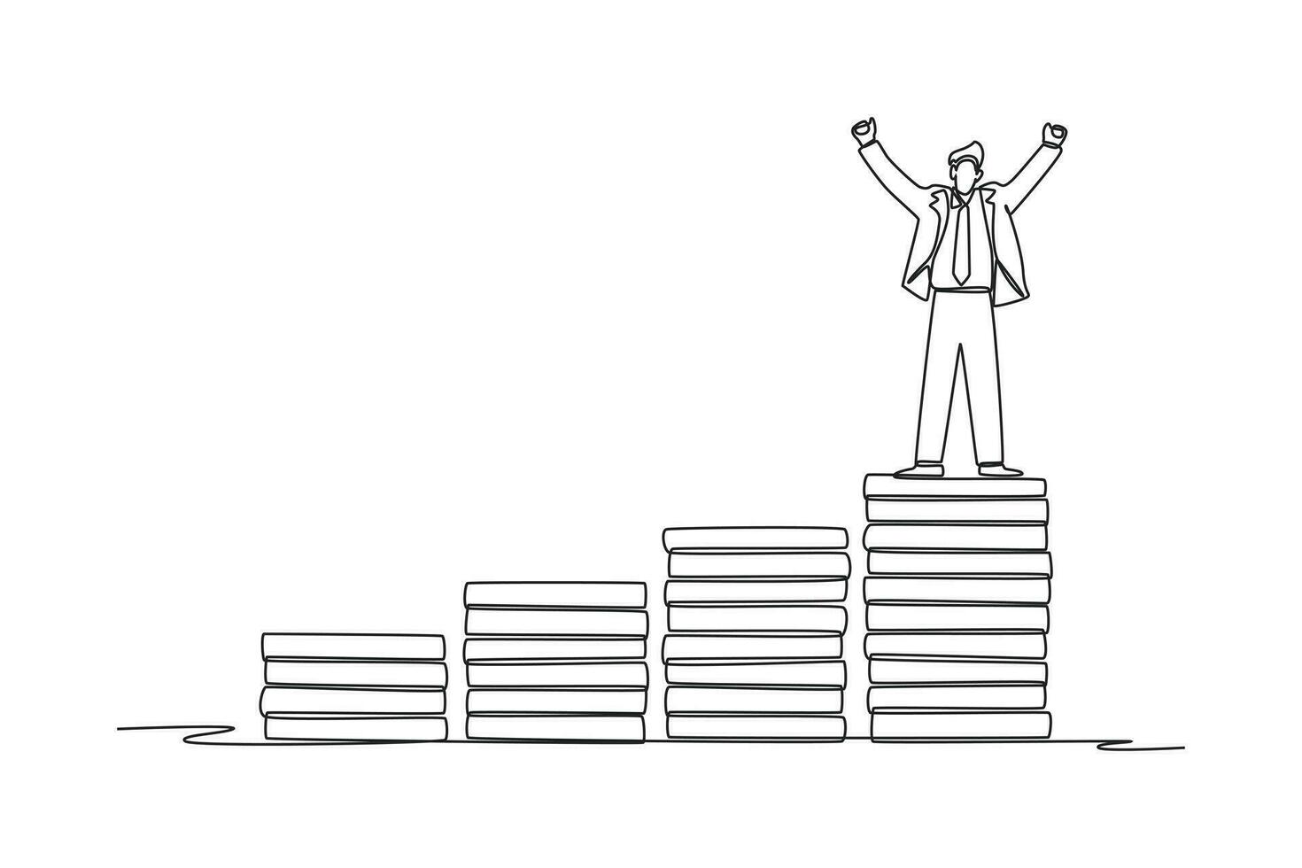Continuous one line drawing investment and stock concept. Single line draw design vector graphic illustration.
