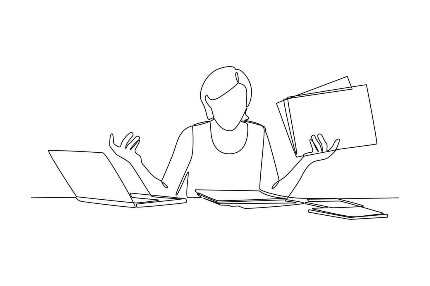 One continuous line drawing of effective and productive concept. Doodle