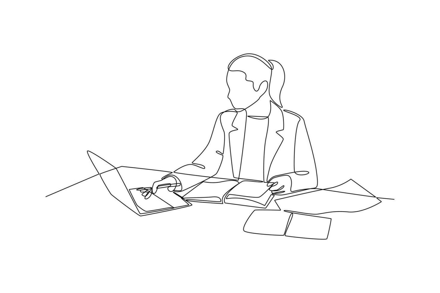 One continuous line drawing of effective and productive concept. Doodle