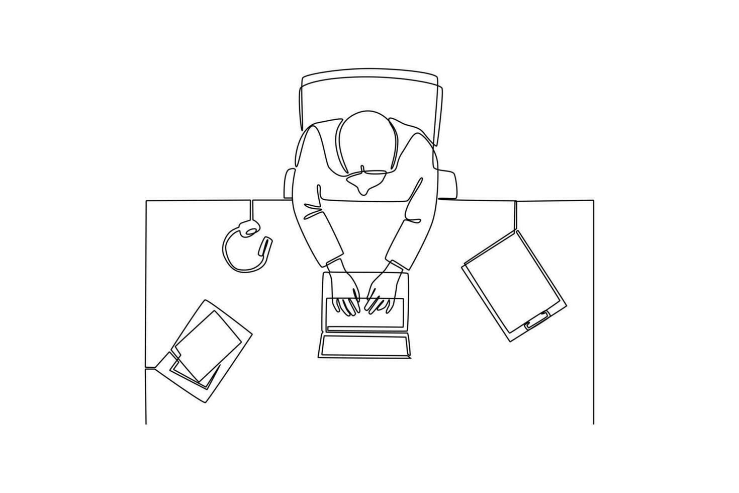 One continuous line drawing of effective and productive concept. Doodle vector illustration in simple linear style.