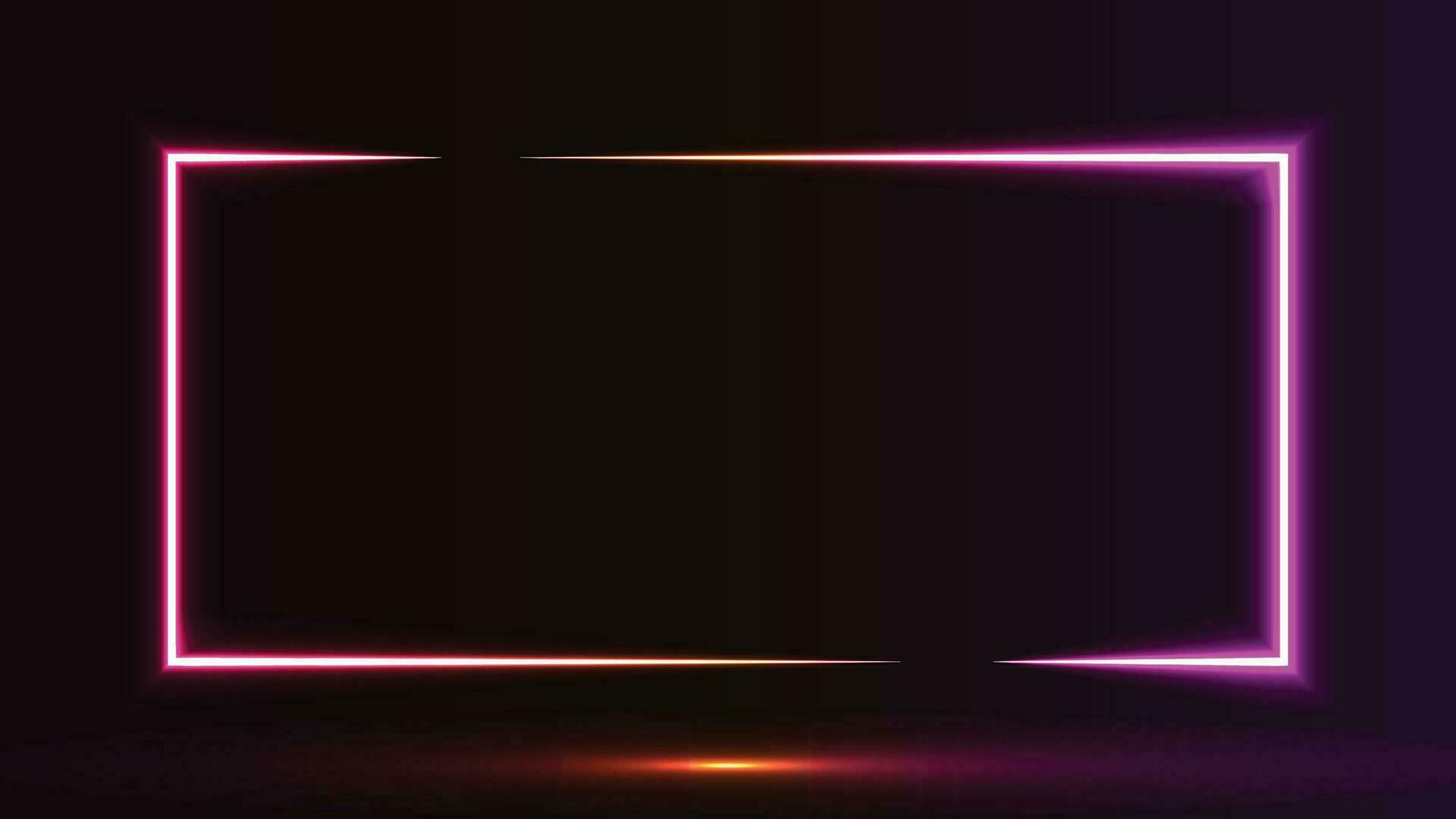 a boxy picture frame design with a glowing neon effect color on a black background color suitable for editing materials and others vector