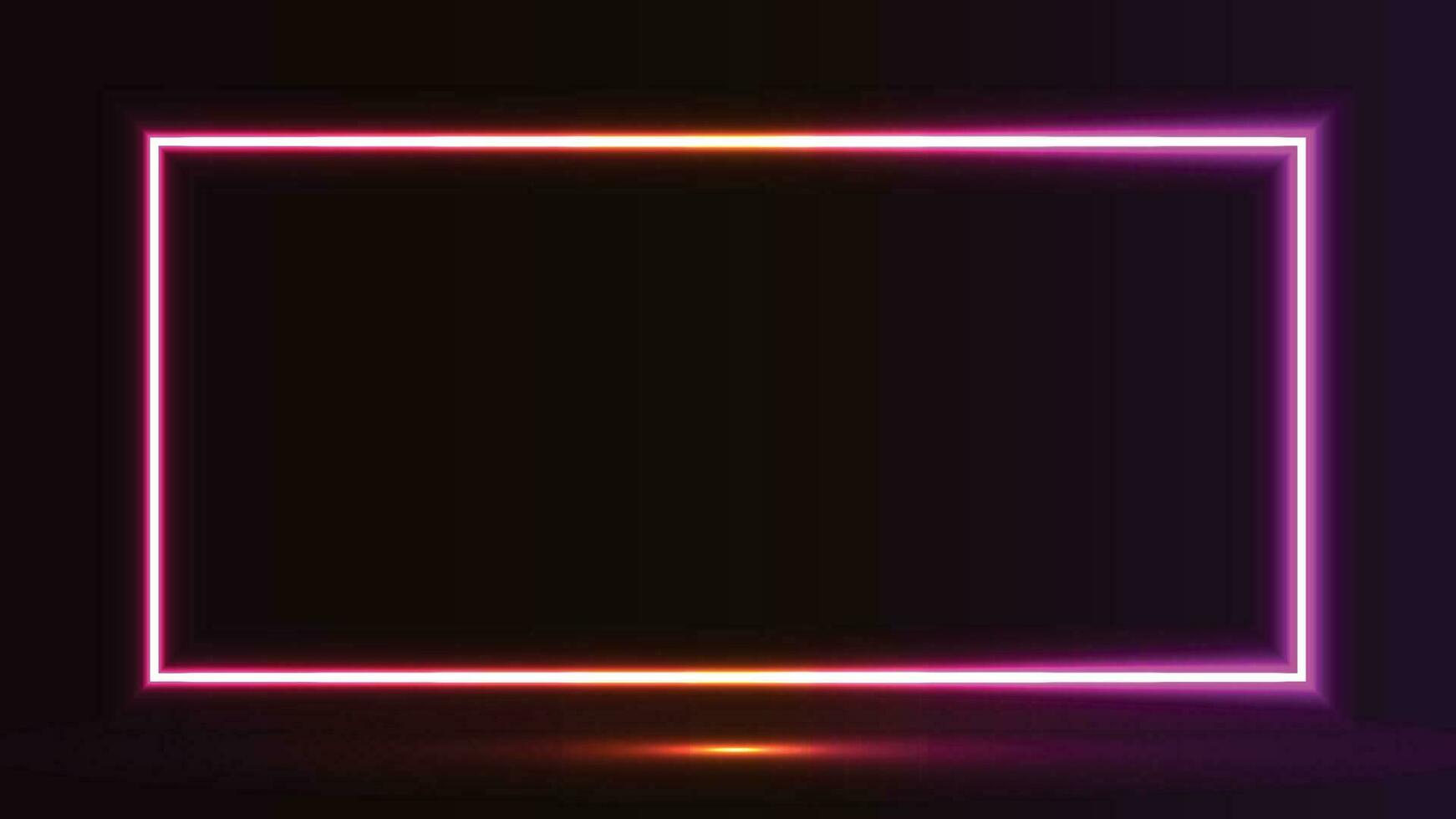 Square picture frame design with glowing neon effect color on black background vector