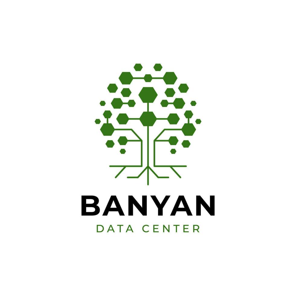 Abstract Tech tree digital logo design vector icon. Tree connection logo