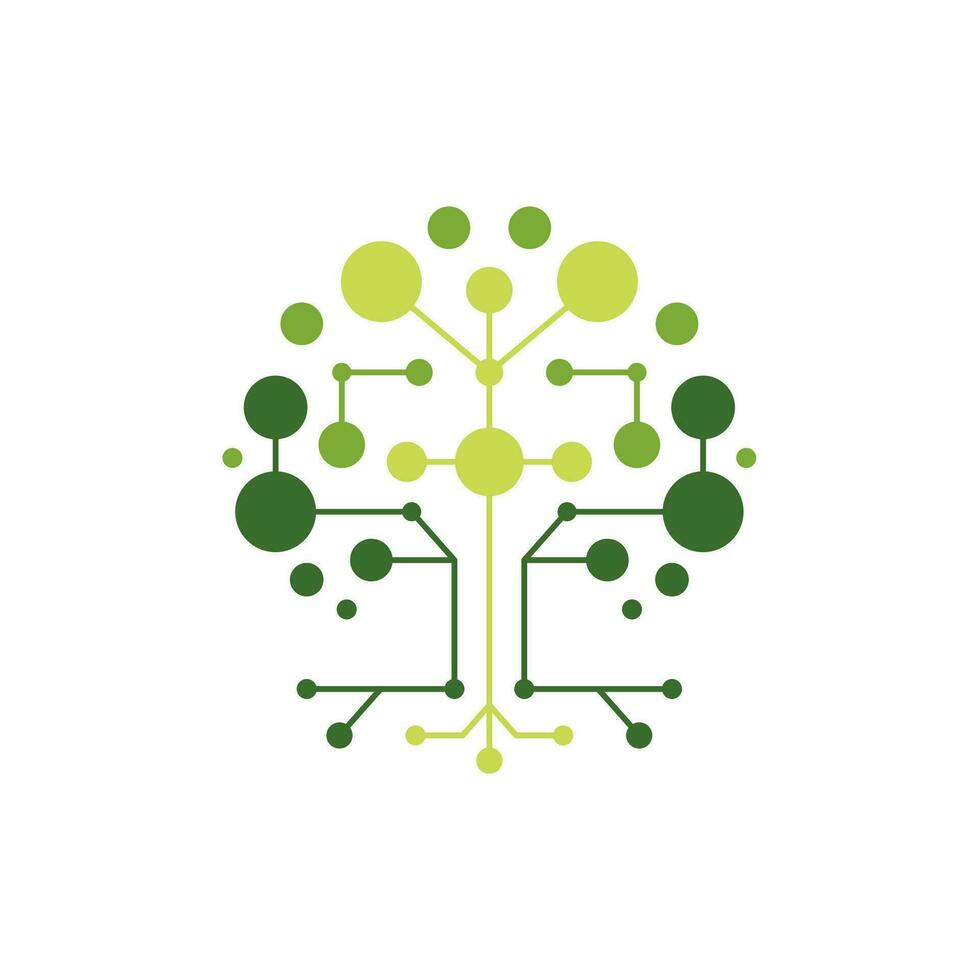 Tree tech digital circuit logo concept. Vector illustration design. sustainable electricity concept.