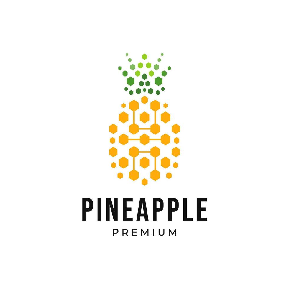 Digital fruit logo. Concept of logo in the form of a pineapple with circuit board design template vector