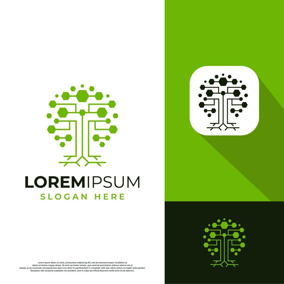 Tech tree logo designs template, creative innovative technology logo symbol vector