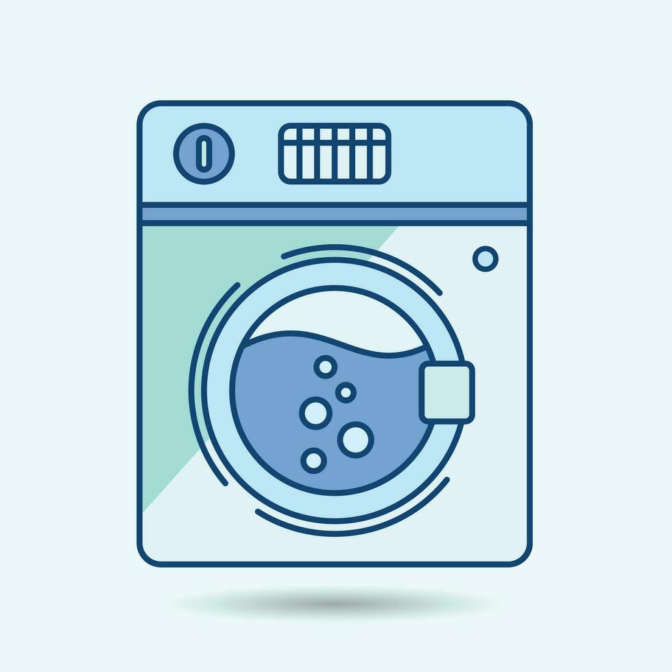 Cute washing machine flat vector design for laundy related illusrtration.