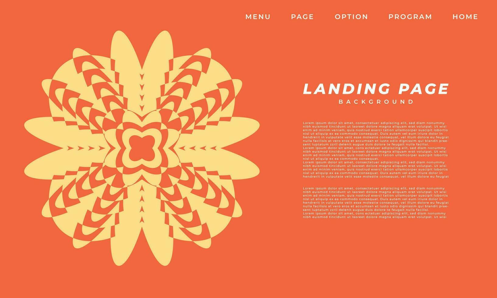 Abstract floral shape background template copy space. Geometric orange landing page design. vector