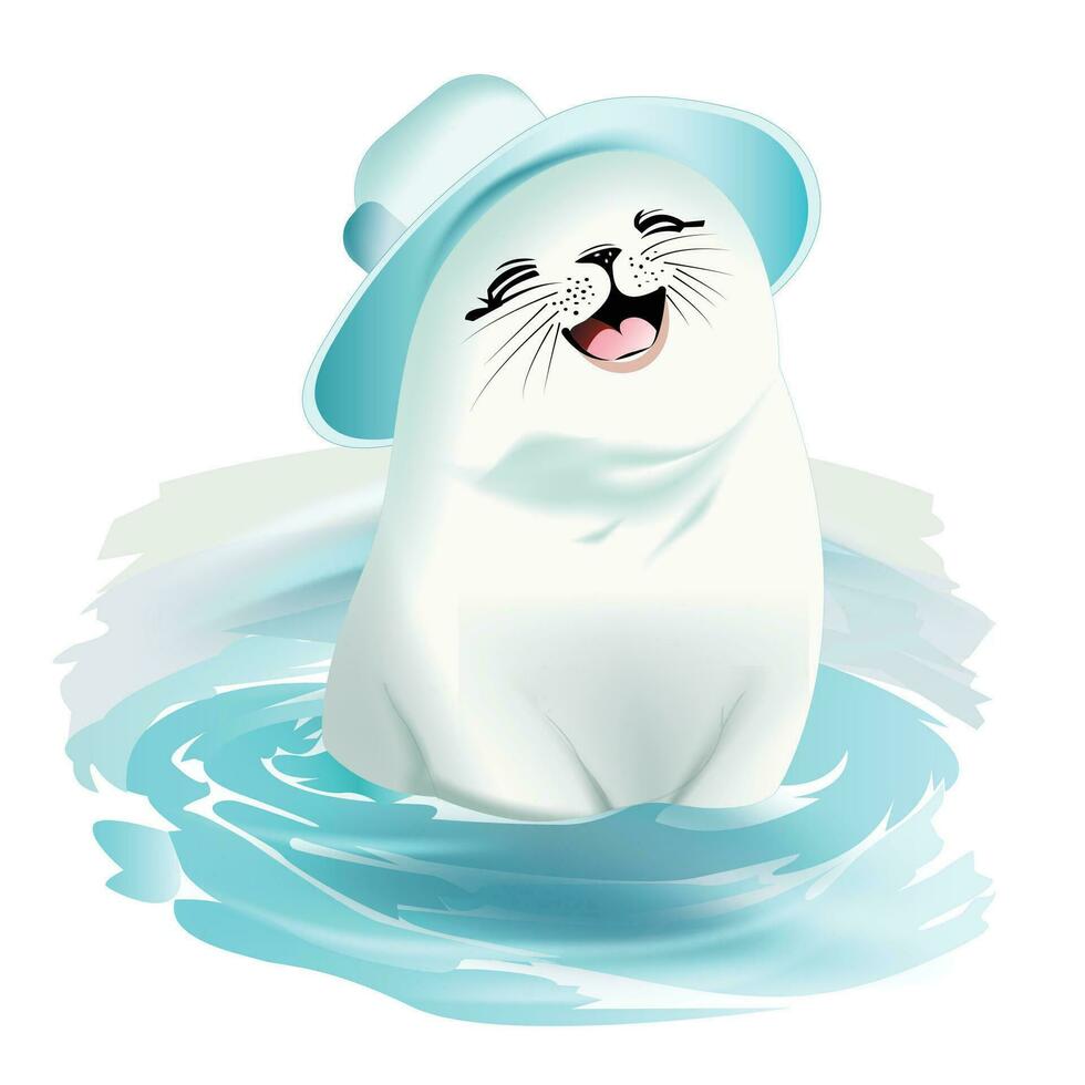 Cute baby seal cartoon show laughing face cartoon vector illustration