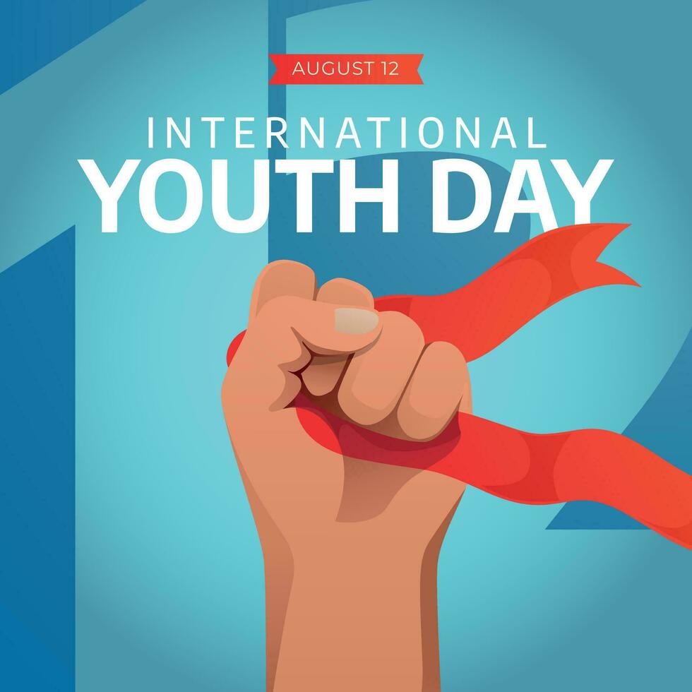 International youth day design template for celebration. hand fist vector illustration. flat hand design. greeting template.