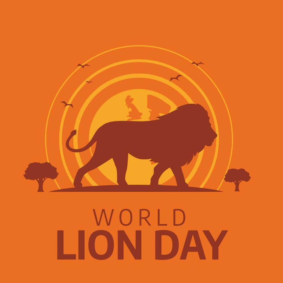 world lion day vector design. lion vector design. lion silhouette. flat design. banner template.
