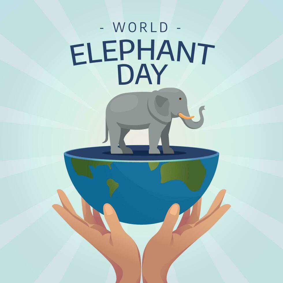 World elephant day design template for celebration. elelphant day design template for greeting. banner for world elephant day. elephant vector image. flat design. silhouette design.