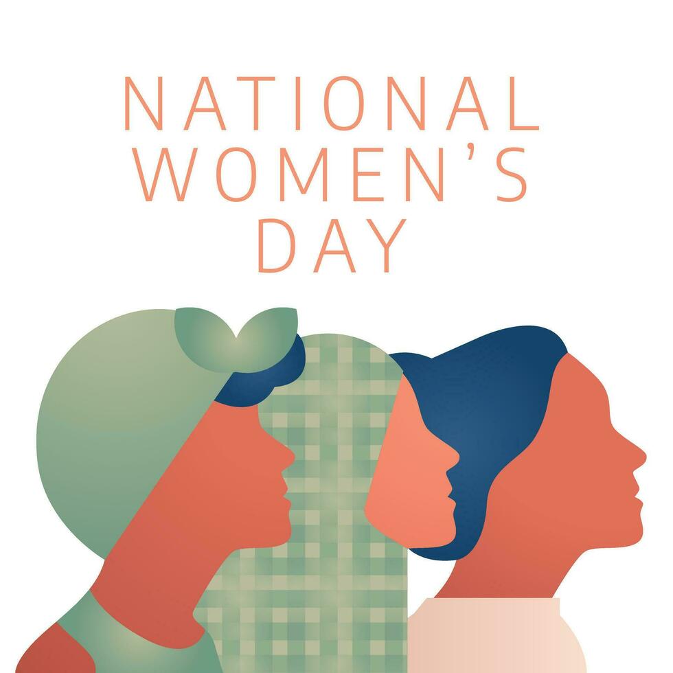 national women's day design template for greeting. women's head design. flat women illustration. flat design. greeting design. vector