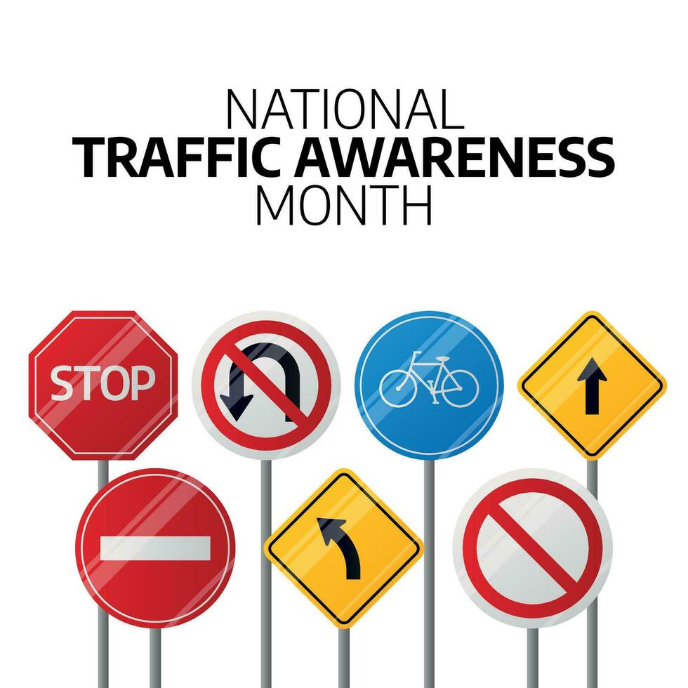 national traffic awareness month design template. traffic symbol vector design. flat traffic symbol design. greeting template.