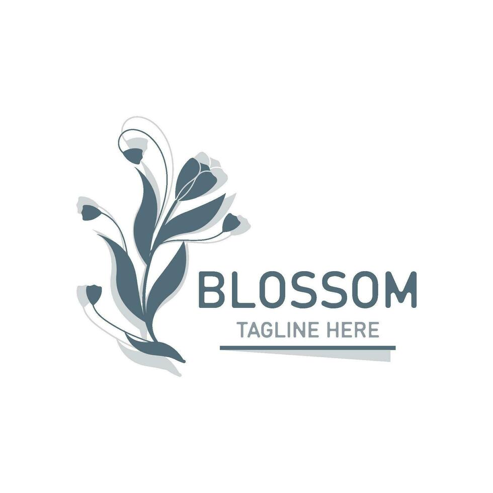 Blossom floral beautiful leaf and flower vector art, icon graphic decoration business wedding template