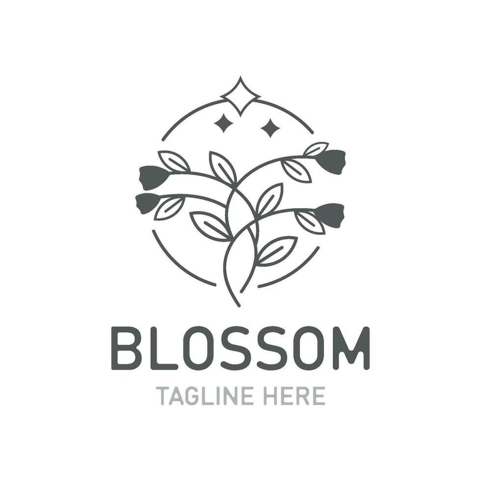 Blossom floral beautiful leaf and flower vector art, icon graphic decoration business wedding template