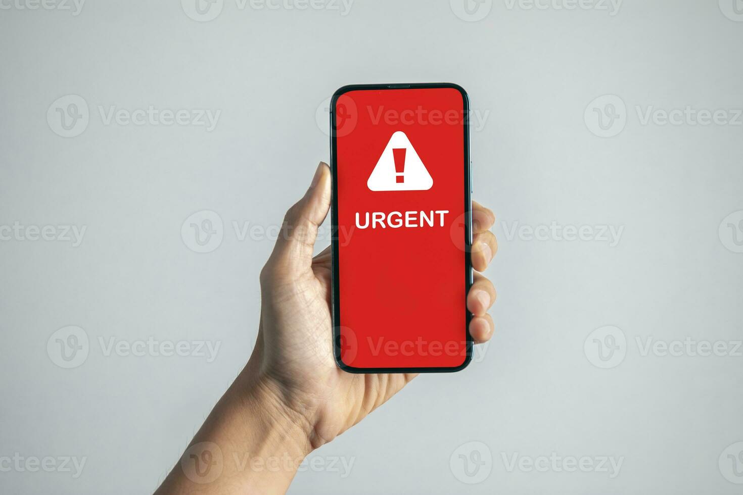 Man got urgent alert. emergency and urgent from working calling. photo