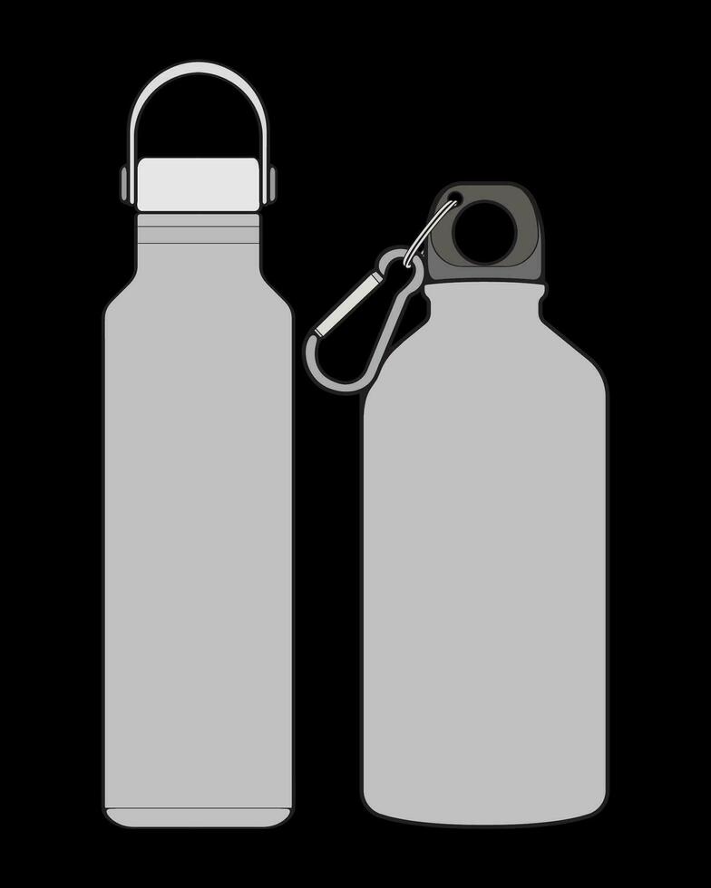 Set off Coloring of tumbler bottle outline drawing vector, tumbler bottle in a sketch style, tumbler bottle training template outline, vector Illustration.