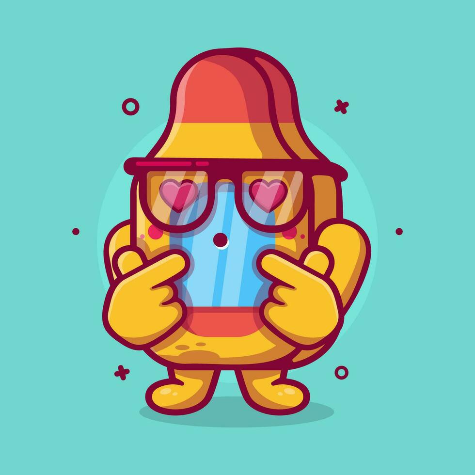 kawaii digital thermometer character mascot with love sign hand gesture isolated cartoon in flat style design vector