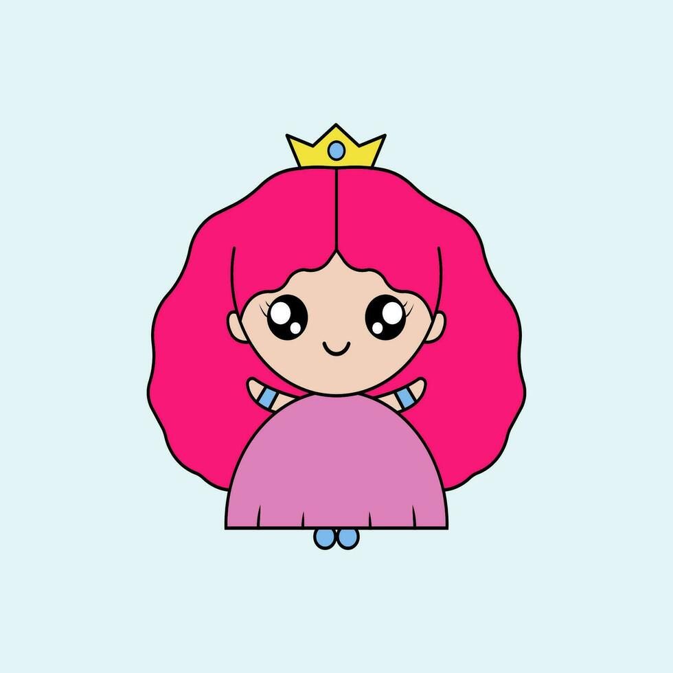 Cute Girl Cartoon for drawing book. vector illustration