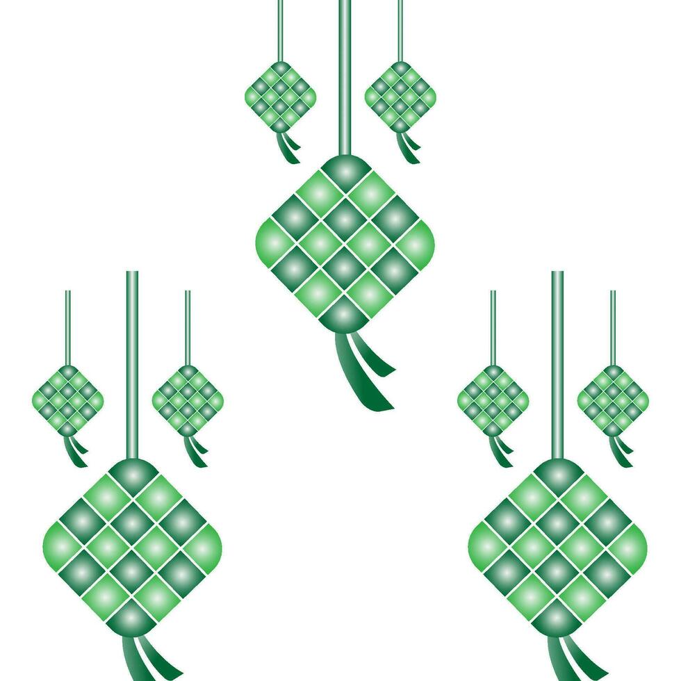 Ketupat icon for Aidil Fitri Ramadan symbol in flat illustration vector isolated in white background